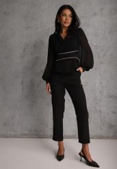 Czarne Klasyczne Spodnie VICES Garniturowe High Waist Dimaia. Czarne jeansy Renee, bez wzorów, z jeansu, biznesowe, z podwyższonym stanem. Za 119.99 zł.