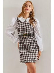 Bianco Lucci Sukienka w kolorze czarno-białym rozmiar: M. Białe sukienki Bianco Lucci, m, bez wzorów, ze skóry, bez kołnierzyka, bez ramiączek, mini. Za 130.99 zł.