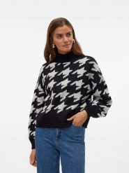 Vero Moda Sweter w kolorze czarno-białym rozmiar: M. Czarne swetry Vero Moda, m, bez wzorów, bez ramiączek. Za 92.21 zł.
