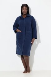 Damskie Szlafrok polarowy stójka zamek błyskawiczny z recyklingu. Niebieskie szlafroki damskie Ulla Popken, plus size, bez wzorów, z materiału, bez ramiączek. Za 279.99 zł.