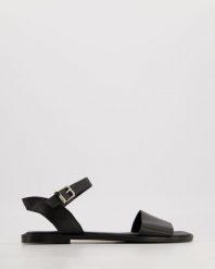 KLASYCZNE SANDAŁY MRZ2321 BLACK. Czarne sandały Venezia, bez wzorów, ze skóry, klasyczne, bez obcasa, bez zapięcia. Za 269.00 zł.