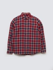 Koszula damska w kratę z wiskozy czerwona Petrini 604. Czerwone koszule BIG STAR, l, bez wzorów, z bawełny, eleganckie, bez kołnierzyka, bez ramiączek. Za 229.99 zł.