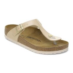 Japonki damskie Birkenstock Gizeh BF. Brązowe japonki Birkenstock, bez wzorów, z lakierowanej skóry, eleganckie. Za 319.99 zł.