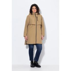Damskie parka boczne rozcięcia na zamek kaptur kieszenie na zamek. Brązowe płaszcze Ulla Popken, plus size, bez wzorów, z bawełny, sportowe, bez kaptura. W wyprzedaży za 639.99 zł.
