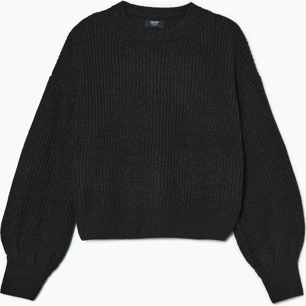Czarny sweter oversize - Czarny. Czarne swetry Cropp, l, bez wzorów, z dzianiny, bez ramiączek. W wyprzedaży za 49.99 zł.