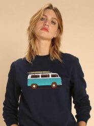 WOOOP Bluza "Blue Van" w kolorze granatowym rozmiar: XL. Niebieskie bluzy Wooop, xl, bez wzorów, bez ramiączek, bez kaptura. Za 108.99 zł.