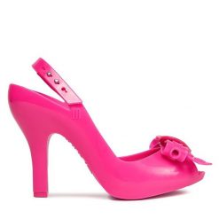 Sandały Melissa. Czerwone sandały Melissa, bez wzorów, bez obcasa, na słupku, bez zapięcia. Za 399.99 zł.