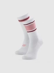 4F Skarpetki długie (2-pack) damskie - białe 35-38. Białe skarpetki 4f, bez wzorów, z bawełny, tenisowe. Za 49.99 zł.
