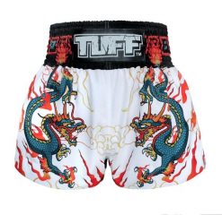 Spodenki treningowe TUFF Green Dragon. Białe szorty sportowe TUFF, bez wzorów, z materiału, na fitness i siłownię. Za 149.00 zł.