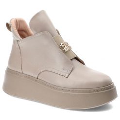 Beżowe Botki Armodo Sneakersy Damskie Premium. Brązowe botki Armodo, bez wzorów, ze skóry, bez obcasa, na platformie, bez zapięcia. Za 539.00 zł.