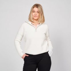 Sweter do golfa damski Inesis MW500. Niebieskie swetry INESIS, xl, bez wzorów, z bawełny, eleganckie, bez ramiączek. Za 169.99 zł.