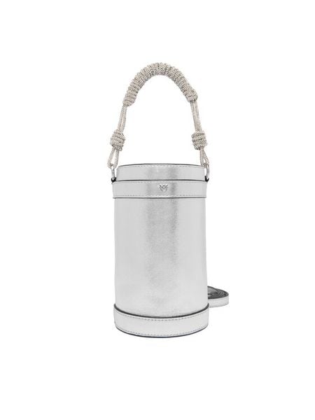 PINKO Torebka Mini Bucket Manico 25-26 PLTT 105910 Srebrny. Szare torebki klasyczne Pinko, bez wzorów, ze skóry, bez dodatków. Za 1,689.00 zł.