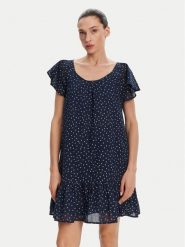 Pepe Jeans Sukienka codzienna Dafne PL953709 Granatowy Regular Fit. Niebieskie sukienki Pepe Jeans, na co dzień, xl, bez wzorów, z bawełny, bez kołnierzyka, bez ramiączek, proste. Za 229.99 zł.
