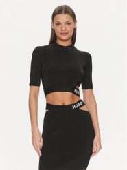 Hugo Sweter Satchina 50508600 Czarny Slim Fit. Czarne swetry Hugo, xl, bez wzorów, z wiskozy, bez ramiączek. Za 249.99 zł.