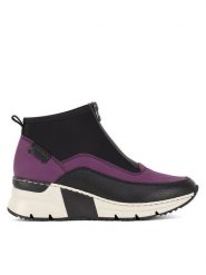 Rieker Botki N6352-30 Czarny. Czarne botki Rieker, bez wzorów, bez obcasa, na płaskiej podeszwie, bez zapięcia. Za 329.99 zł.