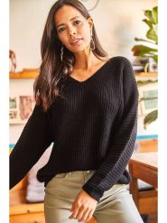 Olalook Sweter w kolorze czarnym rozmiar: onesize. Czarne swetry Olalook, bez wzorów, ze splotem, bez ramiączek. Za 91.99 zł.