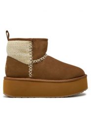 EMU Australia Śniegowce Stinger Knit Flatform W13143 Beżowy. Brązowe śniegowce Emu Australia, bez wzorów, ze skóry, bez zapięcia. Za 499.99 zł.