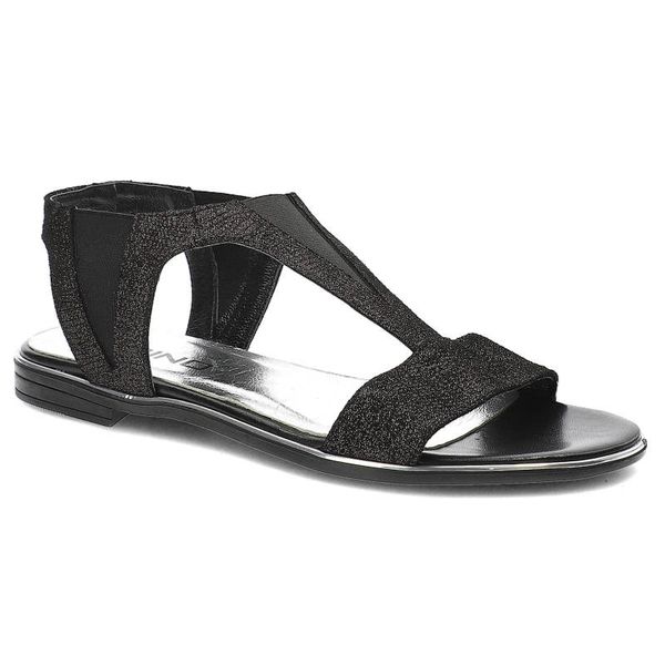 Czarne Sandały Karino Modne Płaskie Buty. Czarne sandały Karino, bez wzorów, z materiału, eleganckie, bez obcasa, na płaskiej podeszwie, bez zapięcia. Za 169.00 zł.