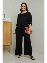 Curvy Lady 2-częściowy zestaw w kolorze czarnym rozmiar: 48/50. Czarne spodnie materiałowe Curvy Lady, bez wzorów, z materiału, klasyczne, z standardowym stanem. Za 136.78 zł.