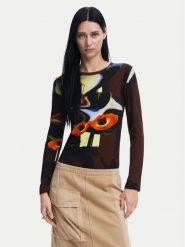 Desigual Bluzka Dreamy 24WWTK47 Brązowy Slim Fit. Brązowe bluzki Desigual, m, bez wzorów, z wiskozy, bez kołnierzyka, bez ramiączek. Za 139.99 zł.