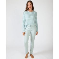 Piżama damska rozm. XL P751250 – Green Water. Zielone piżamy Massana Homewear, xl, bez wzorów, z bawełny, bez kołnierzyka, bez ramiączek, długie. Za 293.00 zł.