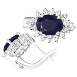 KATE Srebrne kolczyki z dużymi szafirami 3,2 ct. Szare kolczyki Braccatta, z cyrkonią, srebrne. Za 479.00 zł.