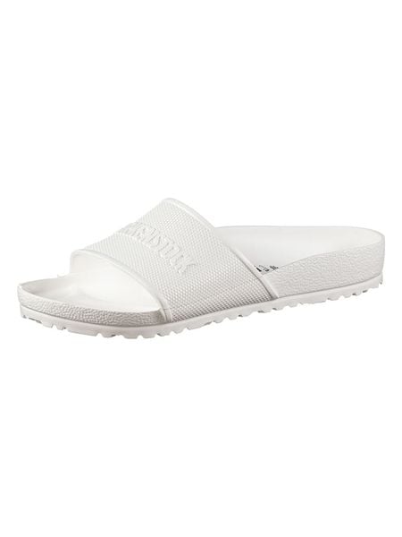 Birkenstock Klapki w kolorze białym rozmiar: 36. Białe klapki Birkenstock, bez wzorów, klasyczne, z otwartym noskiem, bez obcasa, bez zapięcia. Za 135.81 zł.