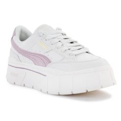 Buty Puma Mayze Stack Premium Whisper W 384421-01 białe. Białe buty treningowe bez wzorów, z materiału, bez zapięcia, trekkingowe. Za 681.40 zł.