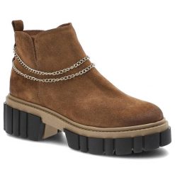 Rude Botki Chebello Damskie Modne Obuwie. Brązowe botki CheBello, bez wzorów, ze skóry, eleganckie, bez obcasa, na płaskiej podeszwie, bez zapięcia. Za 299.00 zł.