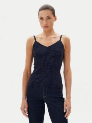 Fracomina Top FR25ST4006K410J9 Granatowy Slim Fit. Niebieskie topy Fracomina, xs, bez wzorów, z wiskozy, bez kołnierzyka, bez ramiączek. Za 219.99 zł.