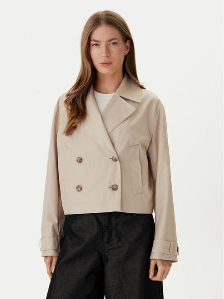Calvin Klein Trencz LV044B541G Beżowy Regular Fit. Brązowe płaszcze Calvin Klein, l, bez wzorów, z bawełny, bez kaptura. Za 450.99 zł.