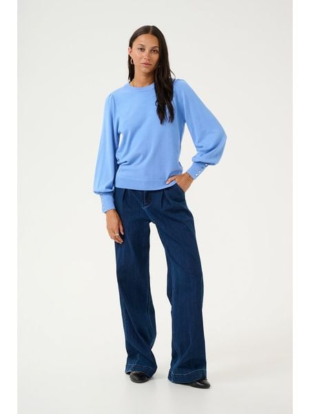 Kaffe Sweter w kolorze błękitnym rozmiar: XXL. Niebieskie swetry Kaffe, xxl, bez wzorów, bez ramiączek. Za 104.89 zł.