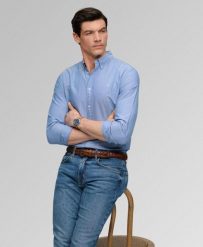 Superdry Koszula Classic Oxford z długim rękawem z bawełny organicznej. Niebieskie koszule Superdry, xl, bez wzorów, z bawełny, eleganckie, bez kołnierzyka, bez ramiączek. Za 333.35 zł.