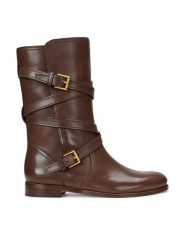 LAUREN RALPH LAUREN Botki 802945680003 Brązowy. Brązowe botki Lauren Ralph Lauren, bez wzorów, ze skóry, bez obcasa, na płaskiej podeszwie, bez zapięcia. Za 899.99 zł.