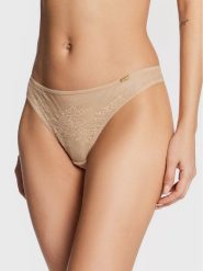 Gossard Stringi Glossies 13006 Beżowy. Brązowe stringi Gossard, bez wzorów, z syntetyku. Za 69.99 zł.