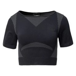 T-shirt Damski Cropped Ingel. Czarne t-shirty IQ, bez wzorów, casualowe, bez kołnierzyka, bez ramiączek. Za 123.99 zł.