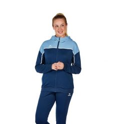Damska bluza dresowa z kapturem Erima Change. Niebieskie bluzy z kapturem Erima, bez wzorów, z dresówki, z kapturem, na fitness i siłownię. W wyprzedaży za 275.50 zł.