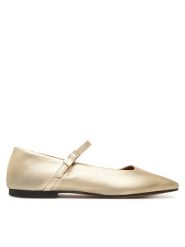 Tommy Hilfiger Baleriny Hilfiger Gold Ballerinas FW0FW09320 Złoty. Żółte baleriny Tommy Hilfiger, bez wzorów, ze skóry, bez obcasa, bez zapięcia. Za 569.99 zł.