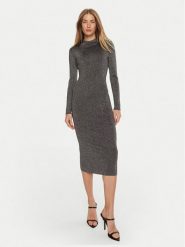 MICHAEL Michael Kors Sukienka dzianinowa MF482KPAFB Srebrny Slim Fit. Szare sukienki MICHAEL Michael Kors, l, bez wzorów, z dzianiny, bez kołnierzyka, bez ramiączek. Za 759.99 zł.