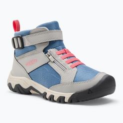 Buty turystyczne juniorskie KEEN Targhee Boundless. Niebieskie buty trekkingowe Keen, bez wzorów, bez zapięcia, trekkingowe. Za 269.99 zł.