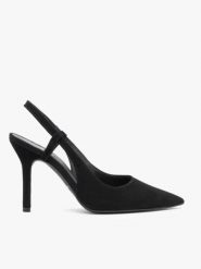 Czarne czółenka bez pięty na szpilce. Czarne czółenka Ryłko, bez wzorów, z gumy, bez obcasa, na obcasie, bez zapięcia. W wyprzedaży za 341.99 zł.