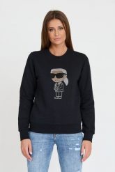 KARL LAGERFELD Czarna bluza Ikonik 2.0. Czarne bluzy KARL LAGERFELD, xs, bez wzorów, bez ramiączek, bez kaptura. W wyprzedaży za 599.99 zł.