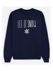 WOOOP Bluza "Let it Snow" w kolorze granatowym rozmiar: M. Niebieskie bluzy Wooop, m, bez wzorów, z bawełny, bez ramiączek, bez kaptura. Za 83.62 zł.