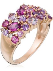 DIAMANTA Złoty pierścionek "Cotton candy" z kamieniami szlachetnymi rozmiar: 48. Różowe pierścionki DIAMANTA, z ametystem, złote. Za 2,253.99 zł.