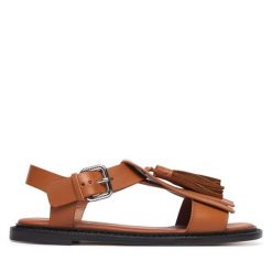 Sandały Weekend Max Mara. Brązowe sandały Weekend Max Mara, bez wzorów, bez obcasa, na płaskiej podeszwie, bez zapięcia. Za 1,569.00 zł.