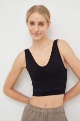Tommy Hilfiger biustonosz sportowy kolor czarny gładki. Czarne biustonosze sportowe Tommy Hilfiger, bez wzorów, z włókna. Za 339.99 zł.