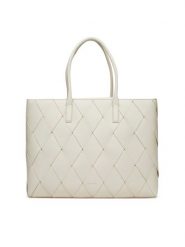 Calvin Klein Torebka Ck Woven Medium Shopper K60K612994 Biały. Białe shopper bag Calvin Klein, bez wzorów, ze skóry, bez dodatków. Za 459.99 zł.
