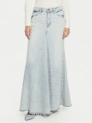 Guess Spódnica jeansowa W5RD95 D5LQ1 Błękitny Regular Fit. Niebieskie spódnice Guess, z aplikacjami, z bawełny. Za 429.99 zł.