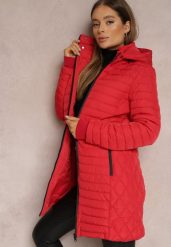 Czerwona Kurtka do Kolan Pikowana Garle. Czerwone kurtki Renee, l, bez wzorów, z jeansu, eleganckie, bez kaptura. W wyprzedaży za 164.99 zł.