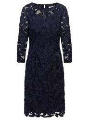 APART Sukienka w kolorze granatowym rozmiar: 36. Niebieskie sukienki Apart, bez wzorów, z koronki, bez kołnierzyka, bez ramiączek, midi. Za 591.45 zł.